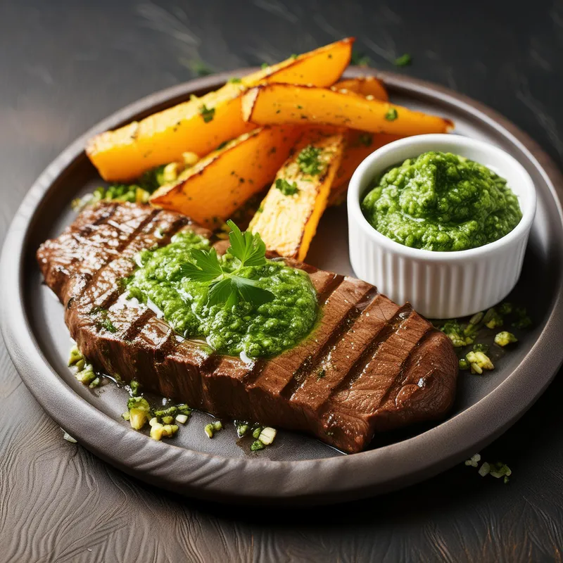 Grilled Chimichurri Flat-Iron Steak with Yucca image